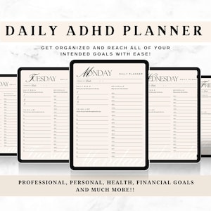 ADHD Daily Planner Printable: Minimalist Productivity Template (Digital Download)