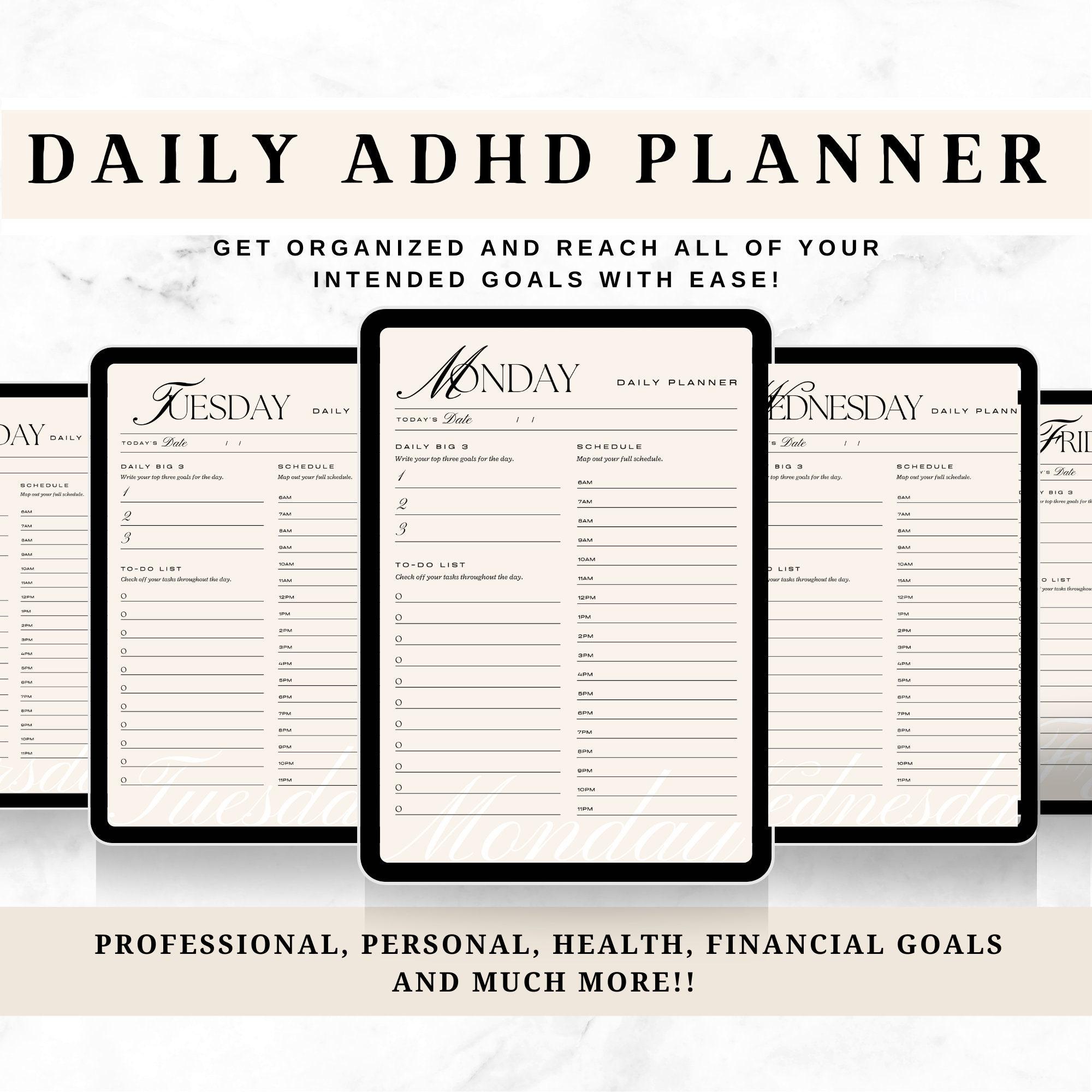 Adhd Daily Planner Printable Organization Template Digital Download ...