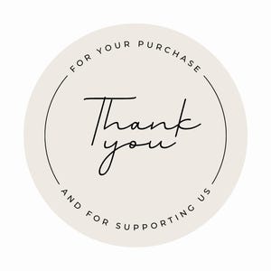 Beige 'Thank You' Sticker, Unlimited Use Digital Template