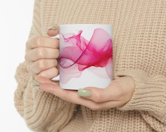 Valentine Heartbeat Mug Colorful Design Heart Swoosh Red White Ceramic Cup Romantic Gift Morning Surprise Coffee Lover Beverage Container