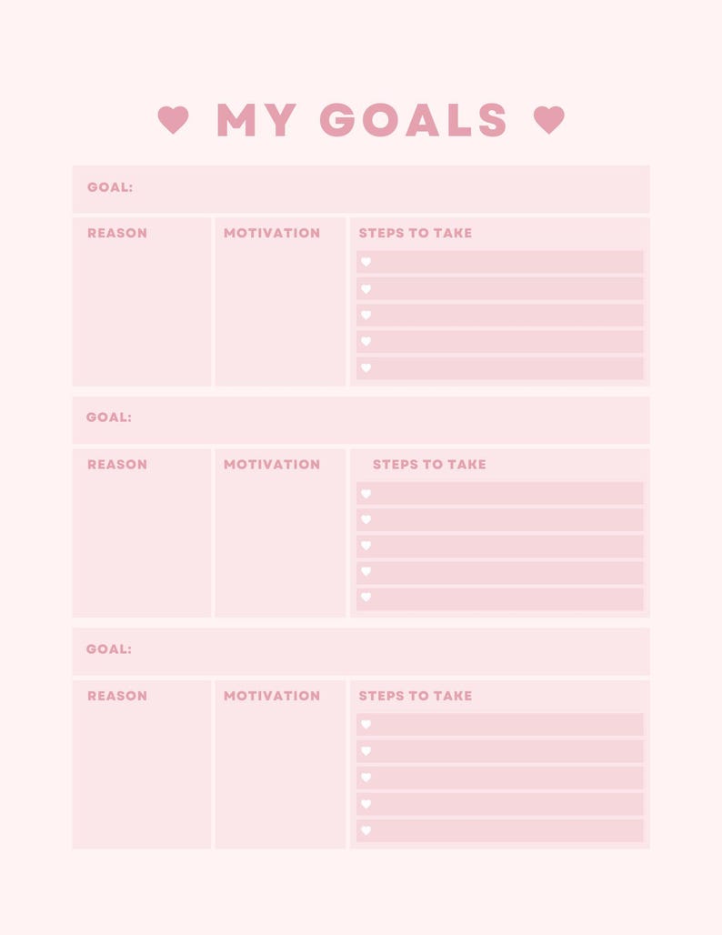Motivation Planner Layout Goal Action Planner Adhd Friendly Organization System Task Management ...