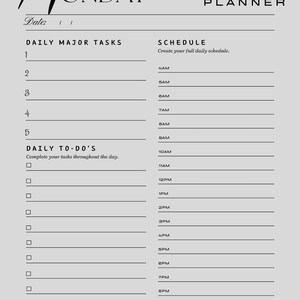Adhd Printable Printable Vorlage für Zeit-Planer, Agenda-Planer und Planer für jeden Planer und jeden Planer