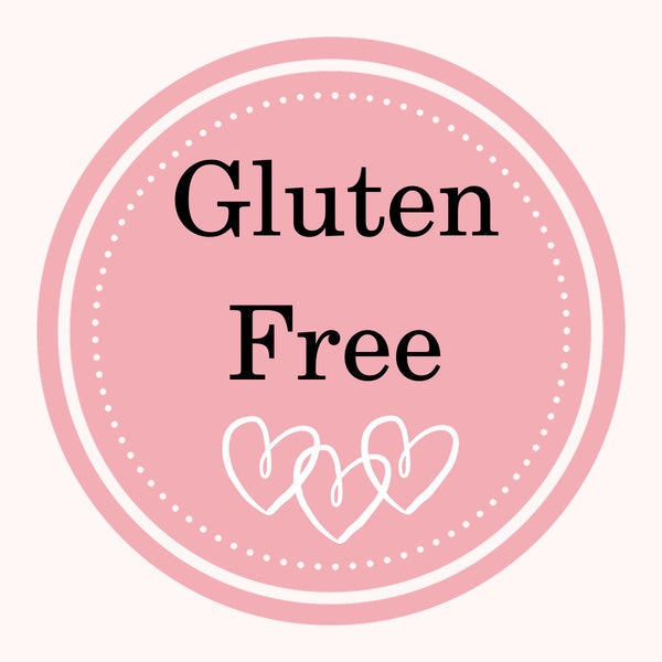 Pink & White 'Gluten Free' Sticker Digital Template, Gluten Free, No Gluten, Celiac Disease, Gluten Intolerance