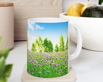 Ceramic Wildflower Mug Floral Design Coffee Cup Botanical Pattern Kitchen Drinkware Microwave Safe Dishwasher Friendly Nature Inspired