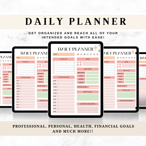 Elegant and Colorful Daily Planner - Digital Download for Colorful Print, Organization, Get Organized