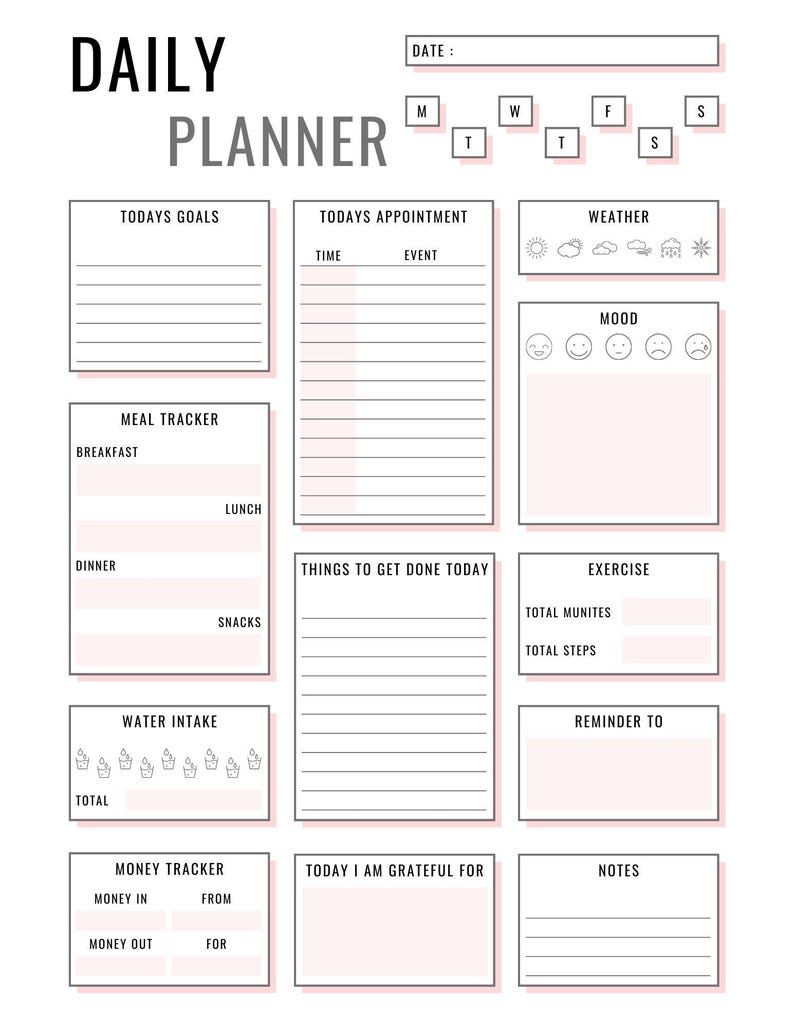 Daily Productivity Planner Printable Download Digital Organizer Task Management System Habit Tracker Template Meal Planning Guide Budget Tracking Tool Time Management Solution Goal Setting Pages Priority List Creator Focus Improvement Aid