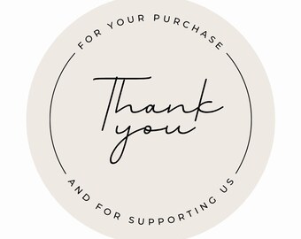 Digital Thank Template Beige Sticker Design Download Printable Label Packaging Material Minimalist Aesthetic Business Branding Kit Square