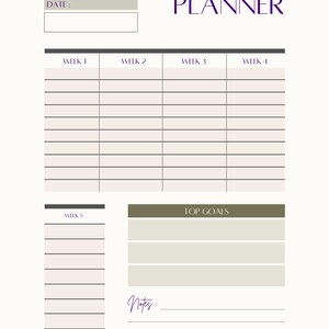 Adhd Monthly Planner Printable Template Digital Download Executive Function Organization Tool Productivity System Minimalist Design