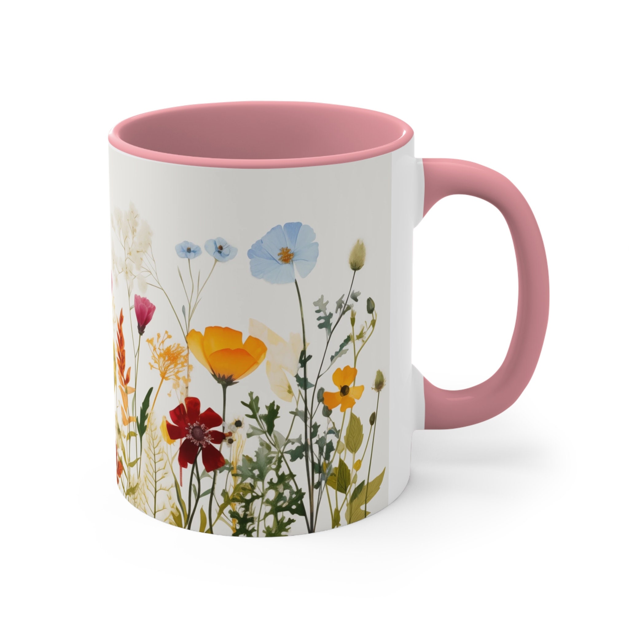 Spring Flowers, Wildflower Ceramic Mug, Pink Mug, Wildflower Mug ...