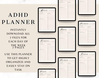 Adhd Daily Planner Productivity Tool Organization System Time Management Goal Tracker Focus Improvement Task Organizer Elegant Design