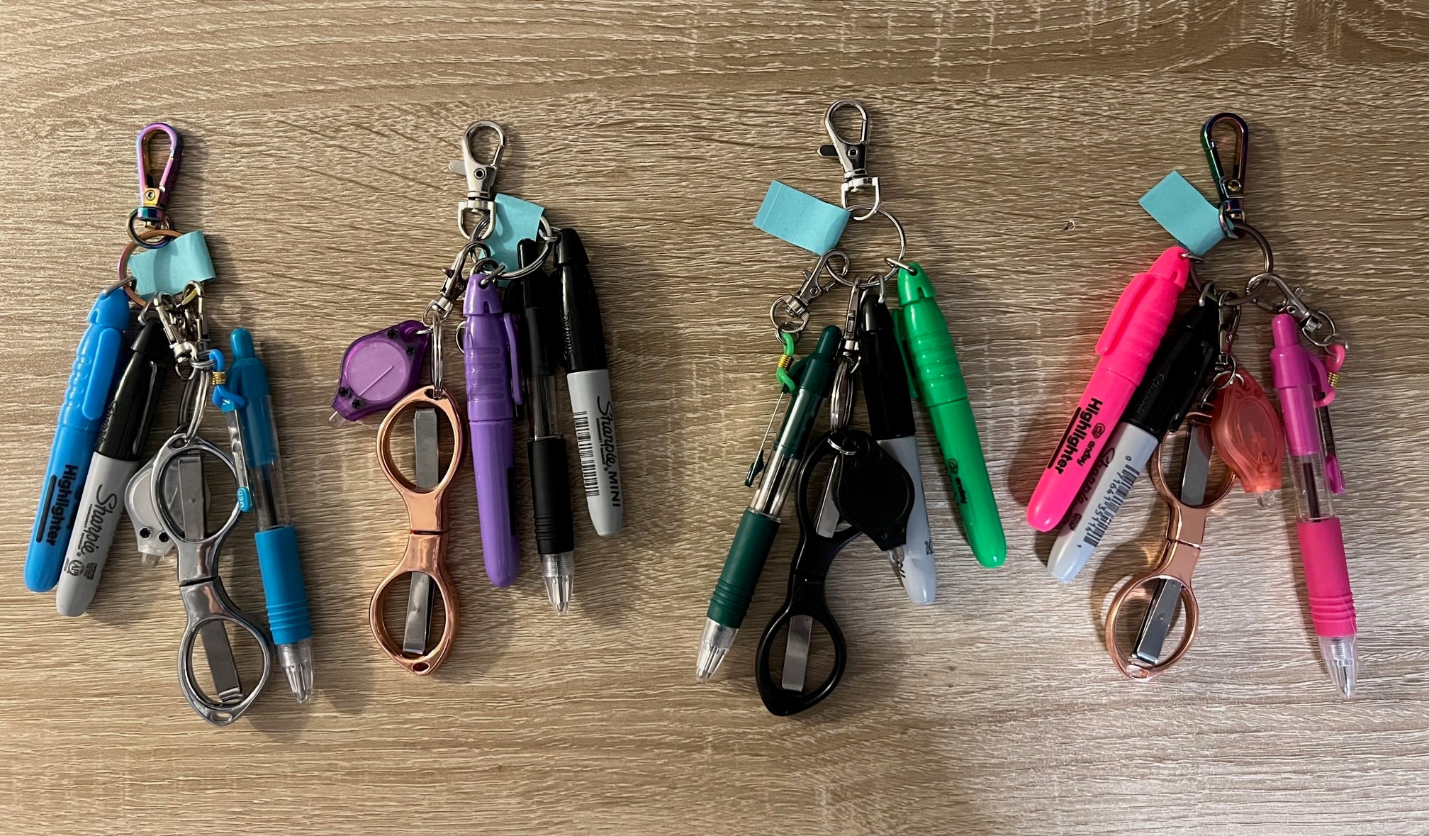 Mini Badge Reel Accessories, Scissors, Pen, Highlighter, Sharpie and