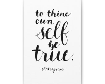 Cytat Szekspira Inspirująca sztuka ścienna Inspirująca afirmacja Wystrój domu Elegancki prezent dla niej Luksusowy prezent Dekoracja biura Sztuka na płótnie