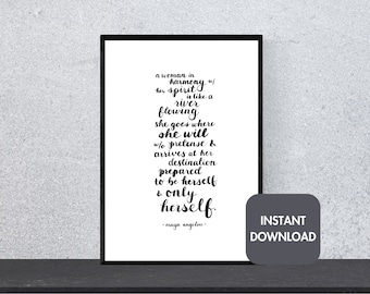 Rzeka Płynąca Maya Angelou Wydrukuj Inspirujący Cytat Inspirująca Sztuka Ścienna Unikalne Afirmacje Wystrój Domu Elegancki Prezent Dla Niej Biuro