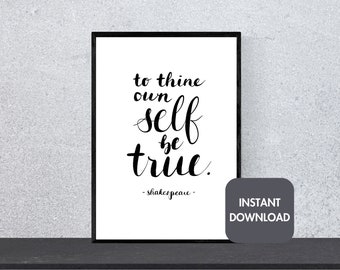 Cytat Szekspira Inspirująca sztuka ścienna Wydrukowana sztuka Inspirująca dekoracja domu Elegancki wystrój biura Minimalistyczny design Czarno-biała sztuka