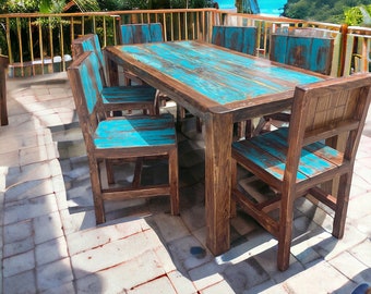 7 Piece indoor and outdoor Vintage coastal Dining table and chairs