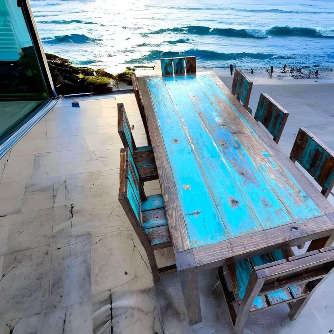 Outdoor Rustic Wooden Dining Table and Dining Set Custom Sizes