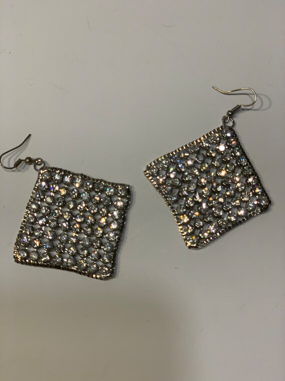 Rhinestone mesh earrings - image 6