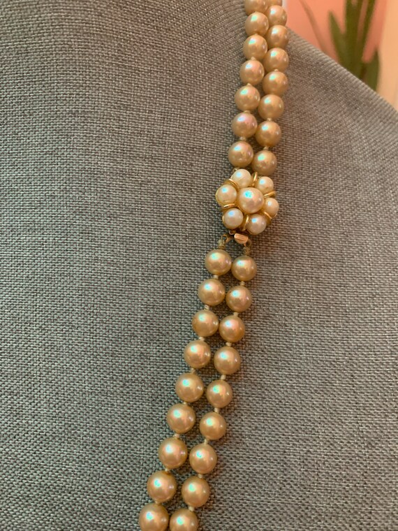 Creamy Double Strand Marvella Faux Pearl Necklace - image 2