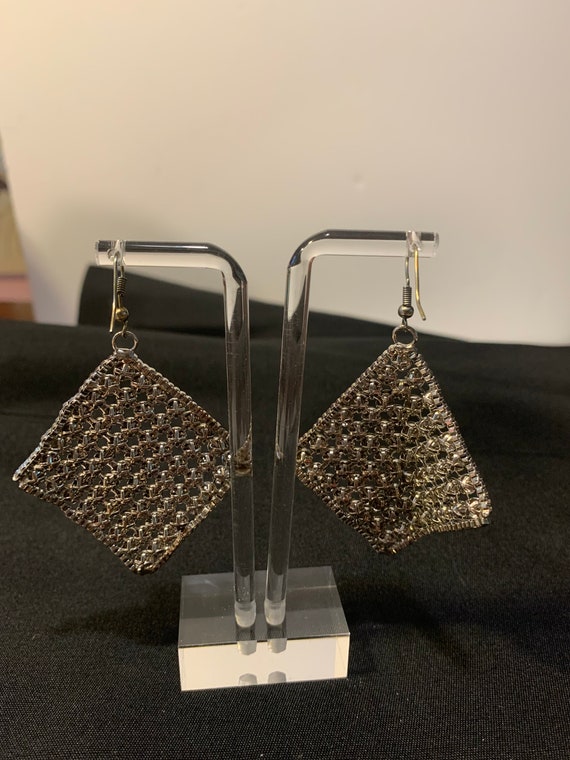 Rhinestone mesh earrings - image 3