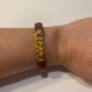 Leather bracelet with 24 KT gold plate Made in Florence