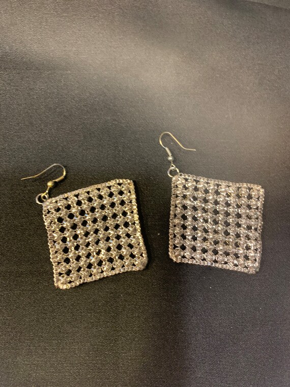 Rhinestone mesh earrings - image 5