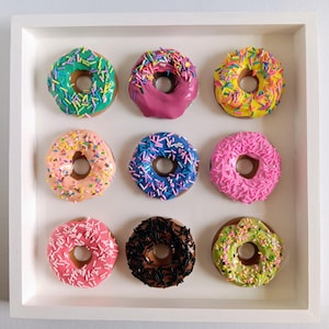 Donut Pop Art Sculpture: Colorful Food Art, Kitchen Decor, Nursery, Kids Room