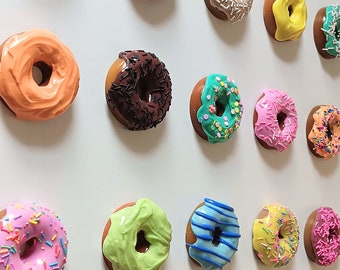Donut Pop Art Sculpture, Colorful, Donut Wall Art, Assorted 2.5 Dozen, Rainbow, Food Art, Kitchen, Living Room, Restaurant Decor, Dunkin