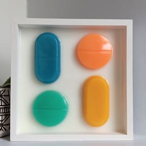 Pill Art: Large Colorful Resin Pills, Pop Art Sculpture