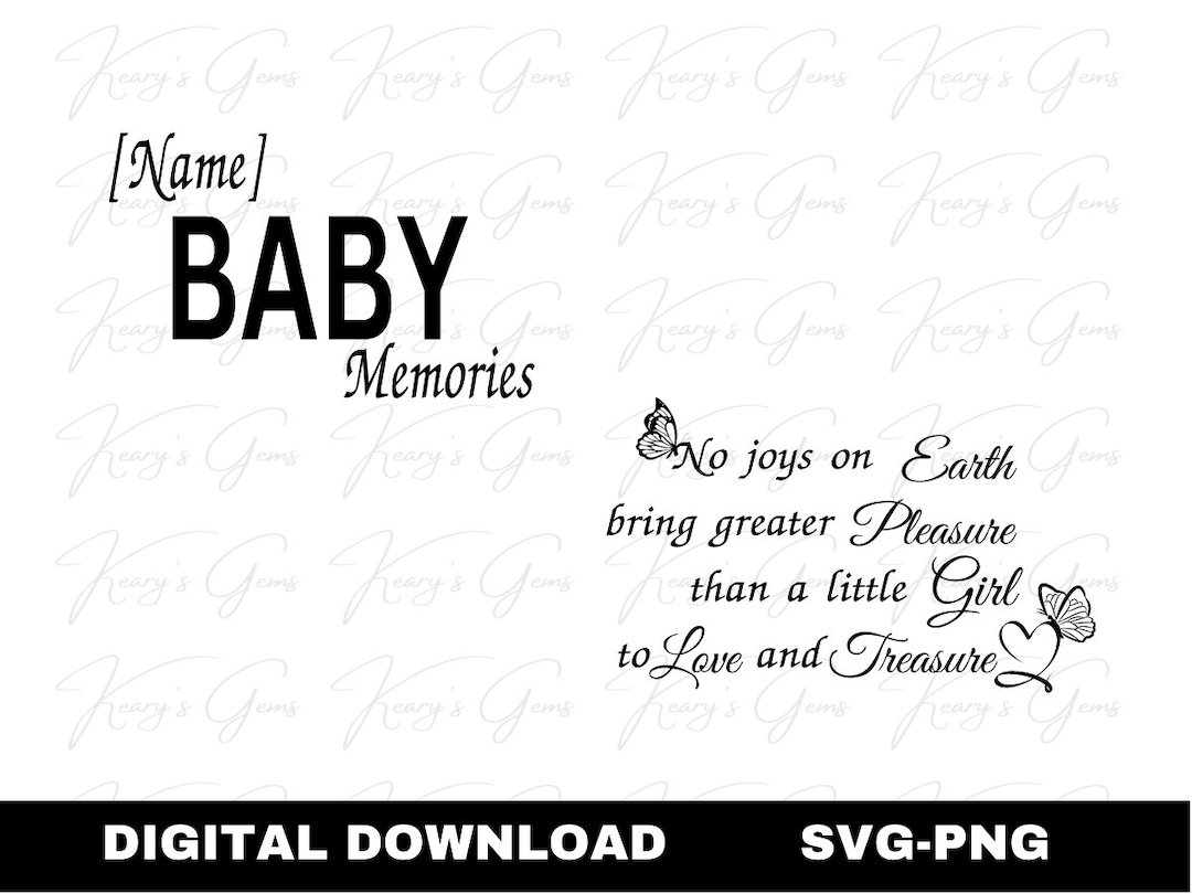 Baby Keepsake Box SVG, Baby Girl Memory Box, Baby Girl Poem SVG