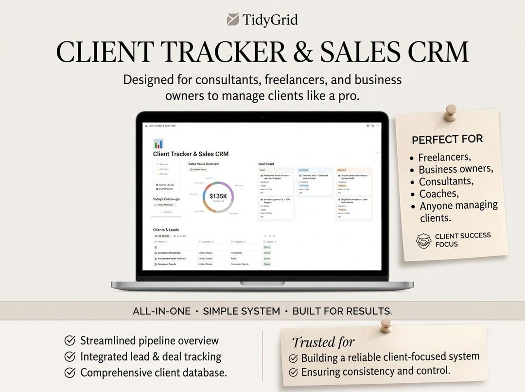 Notion CRM Template | Client Lead Sales Pipeline Tracker (digital ...