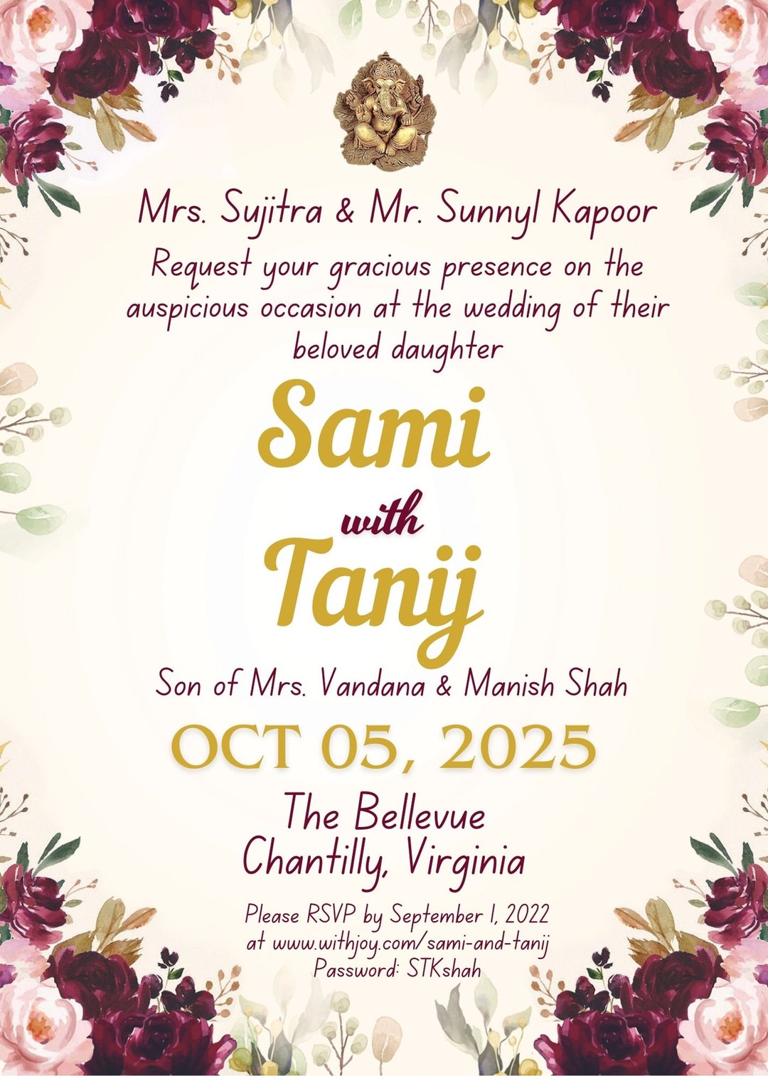 Hindu Wedding Invitation - Canva Template - Etsy