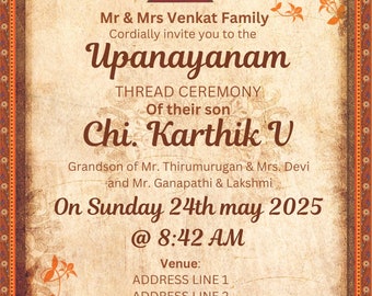 Upanayanam or Thread Ceremony Invitations - Canva Template