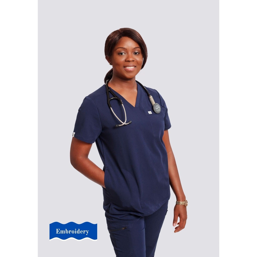 Embroidery Scrub Tops Scrubs Nurse Scrubs Uniform Scrub Etsy