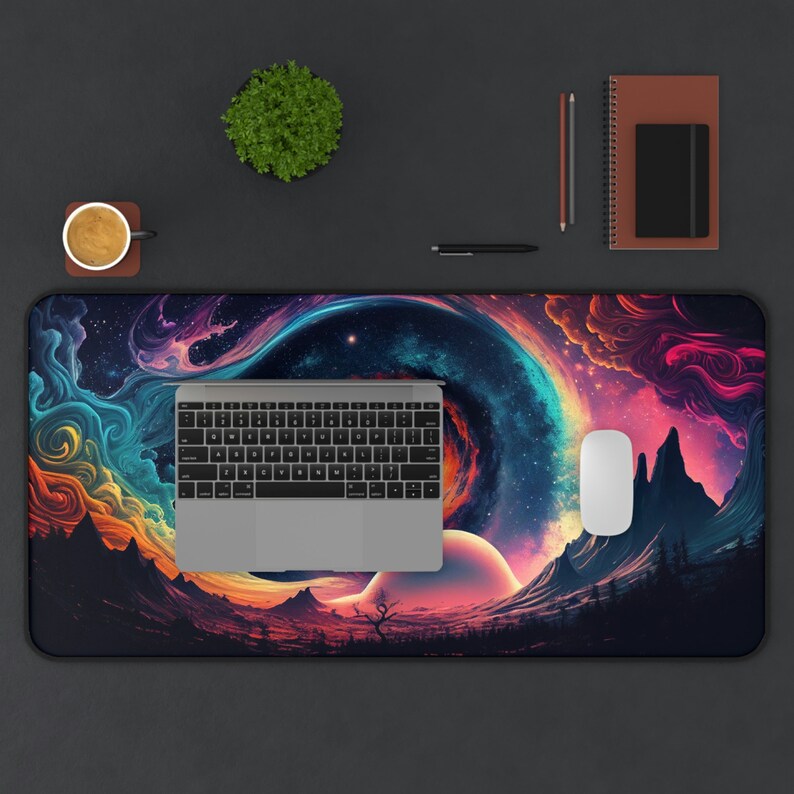 Trippy Galaxy Desk Mat Gaming Mouse Pad Card Play Mat Etsy