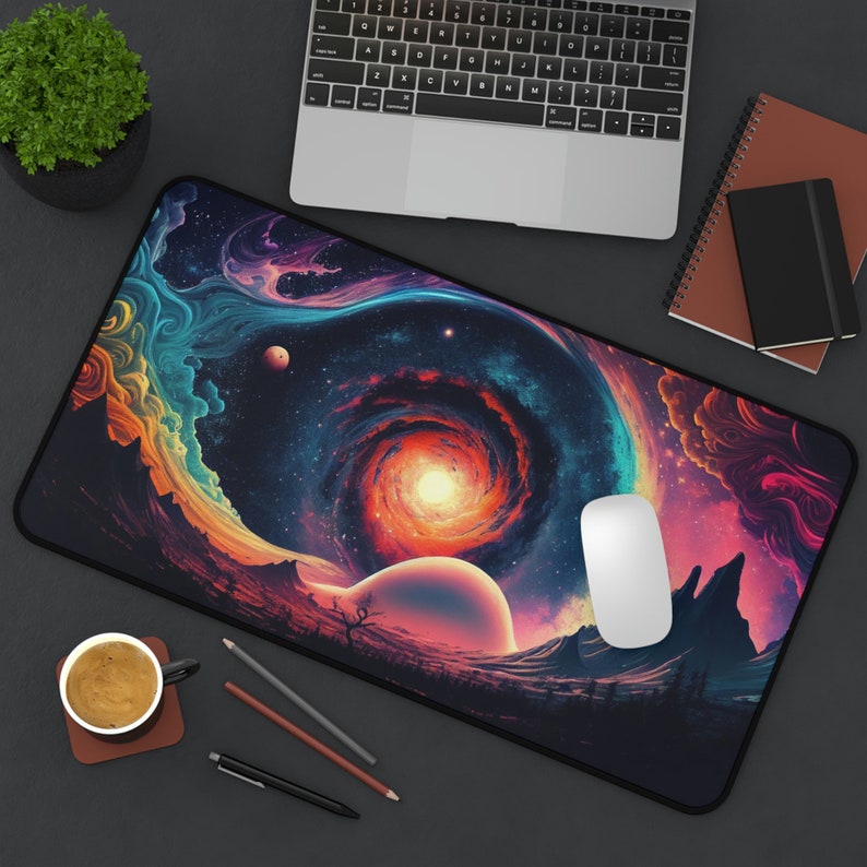 Trippy Galaxy Desk Mat Gaming Mouse Pad Card Play Mat Etsy