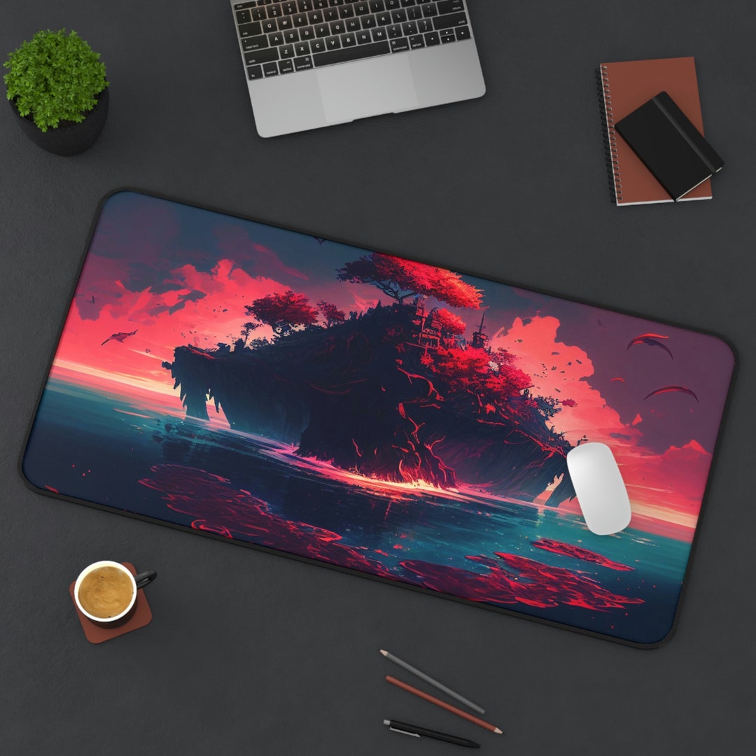 Red Island Desk Mat Gaming Mouse Pad Computer and Keyboard Desk Pad Etsy