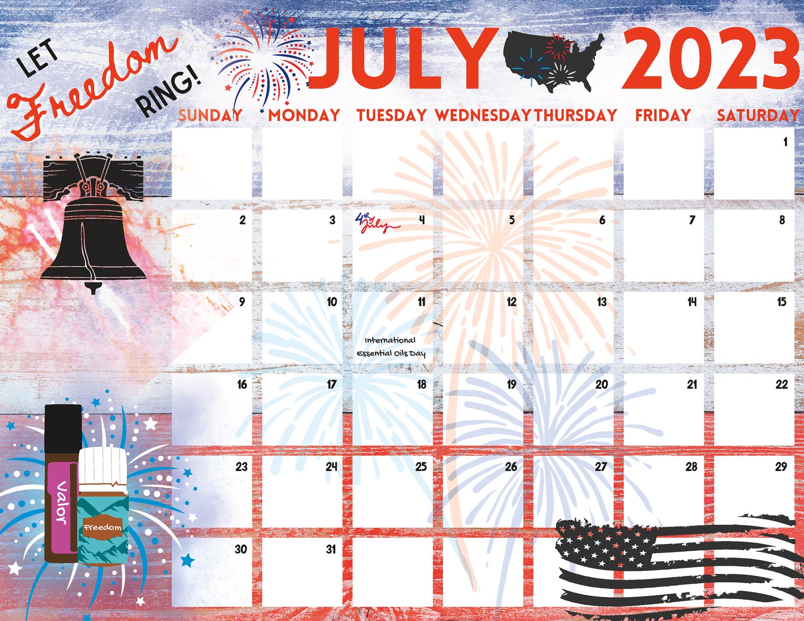 July 2023 printable calendar oils etsy