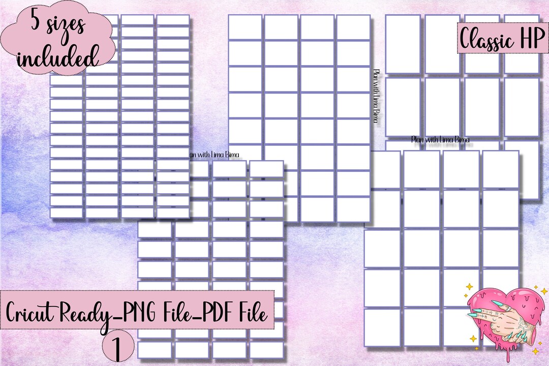 Colorful Planner Boxes-hp Classic Boxes-digital Download-cricut Ready-1 ...