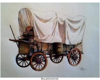 Planwagen-Kunstdruck, Pionier Dekor (Digitaler Download)