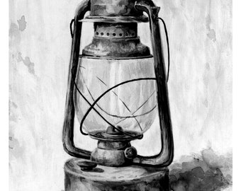 Vintage Lantern Print, Rustic Wall Art (Digital Download)