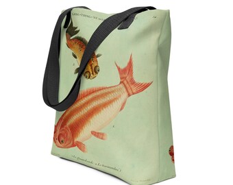 Vintage Koi Tote Bag 14 le Quintebande le Norimembre. Inspired by Classic Chinese Art