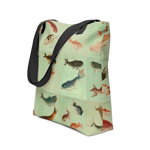 Vintage Koi Tote Bag Inspired by Classic Chinese Art