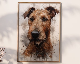 Printable Irish Terrier Dog Portrait Painting | Home Wall Decor | Wall Art Painting | Animal Art Decor | Wall Painting Gift | Digi Download