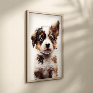 Printable Australian Shepherd Puppy Portrait Home Wall Decor Wall Art Home Gift Art Animal Art ...