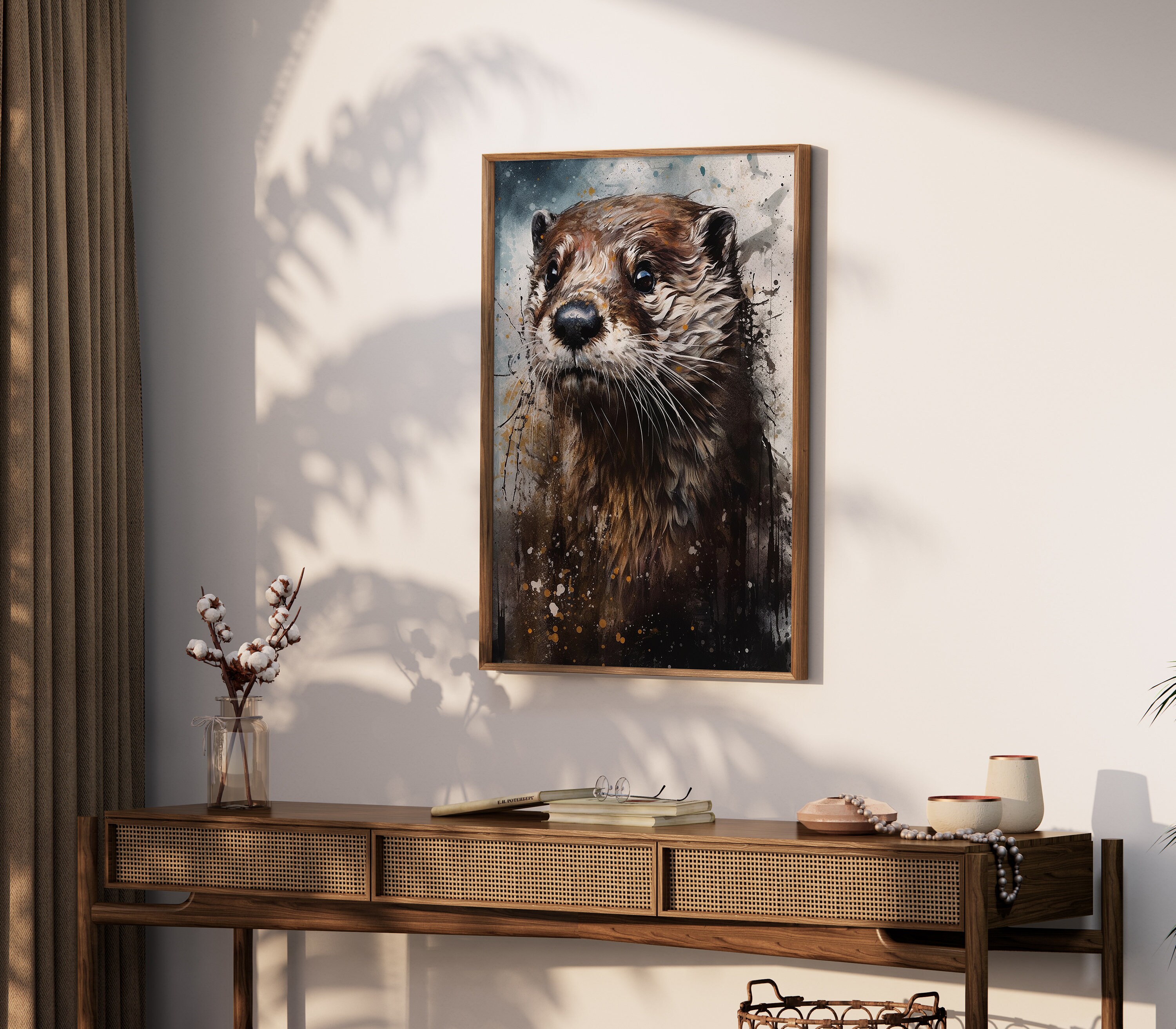 Printable Otter Portrait Painting Home Wall Decor Wall Art Painting ...