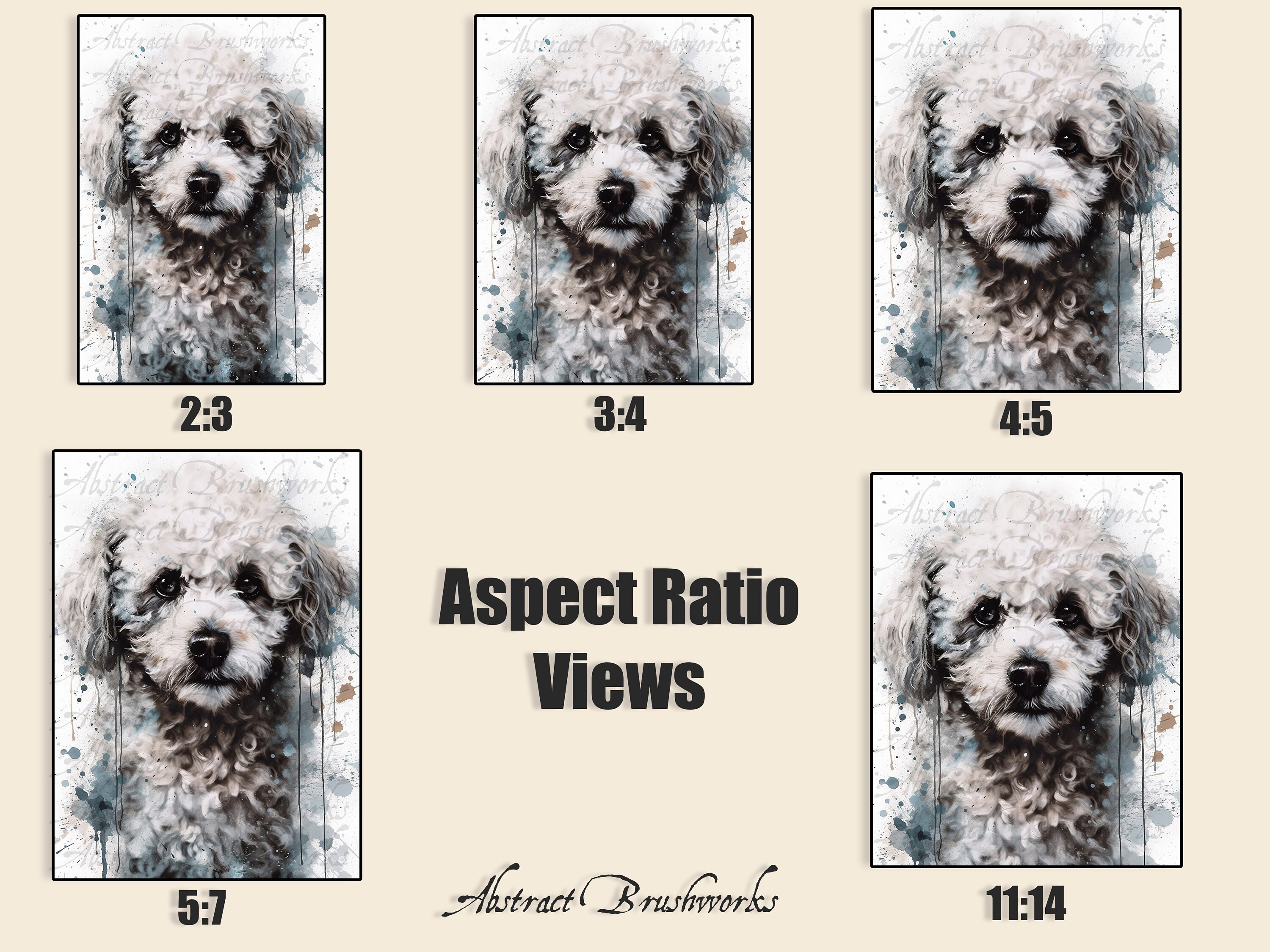 Printable Poodle Portrait Painting Home Wall Decor Wall Art Painting ...