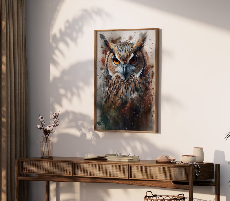 Printable Owl Portrait Painting Home Wall Decor Wall Art Painting ...