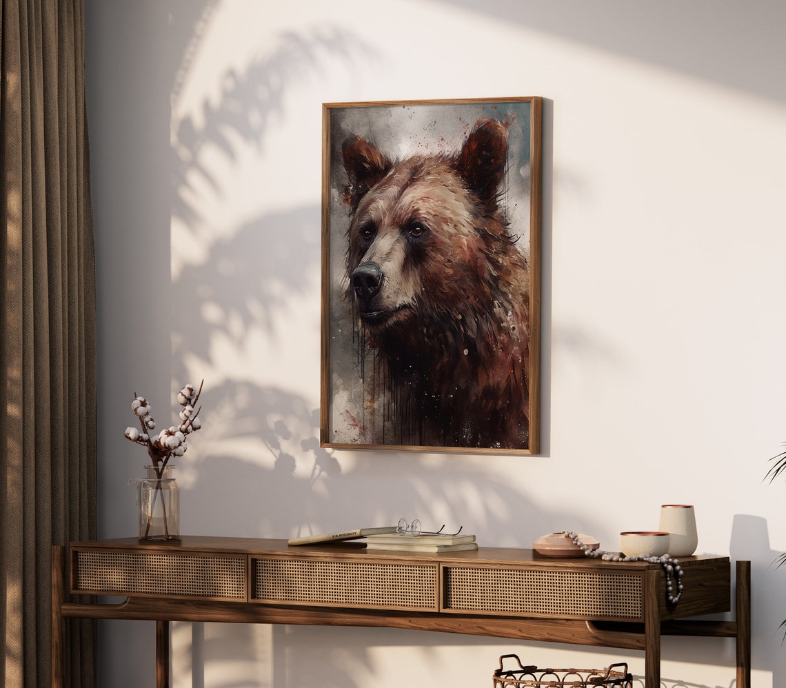 Printable Bear Portrait Painting Home Wall Decor Wall Art - Etsy