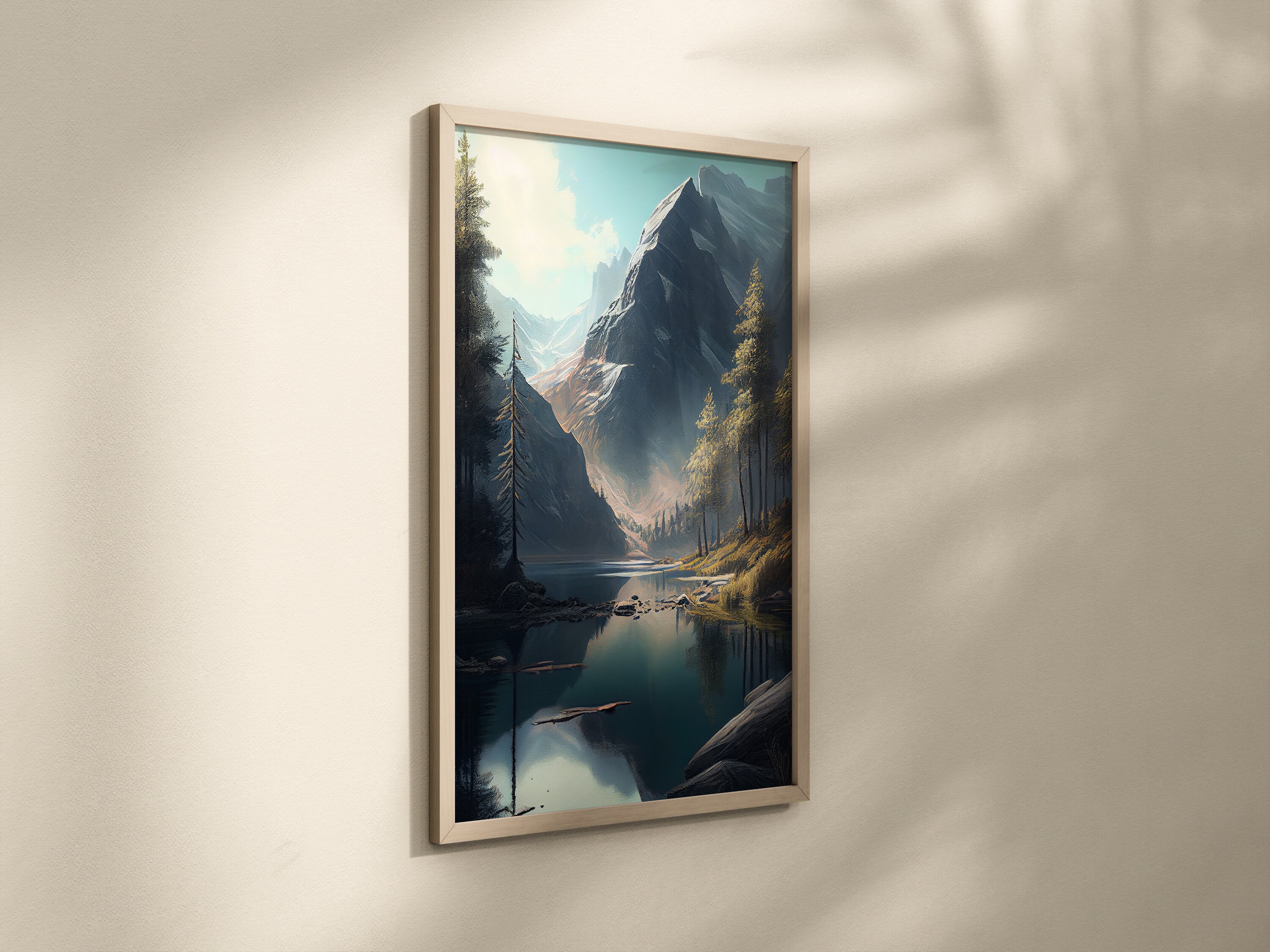Printable Mountain Lake Painting Landscape Nature Print Landscape Art ...