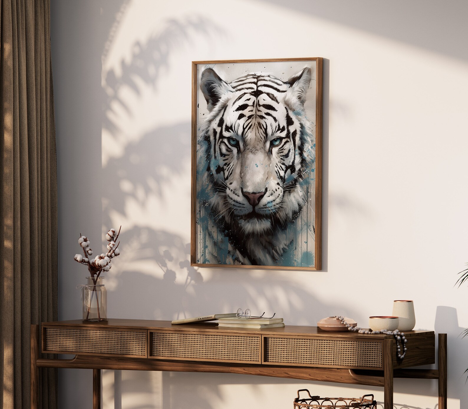 Printable White Tiger Portrait Painting Home Wall Decor Wall Art ...